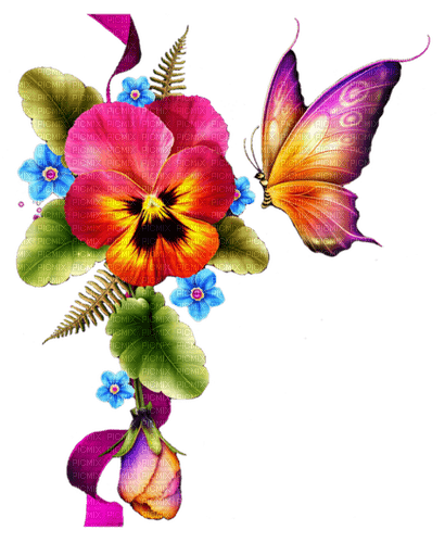 loly33 fleur papillon - безплатен png
