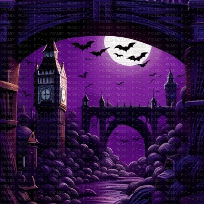 Purple Halloween London Bridge - Free PNG