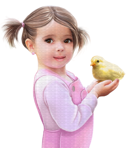 Girl with a chicken. Easter. Spring. Leila - png gratis