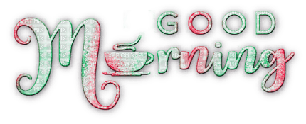 soave text good morning pink green - 免费PNG