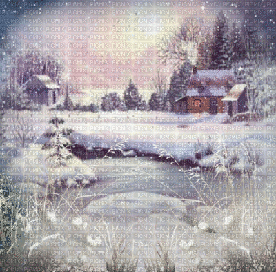 loly33 fond paysage hiver - GIF animé gratuit
