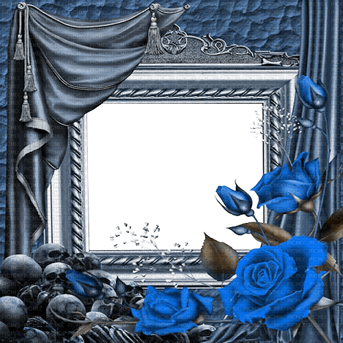 dolceluna gothic rose curtain skull blue frame - darmowe png