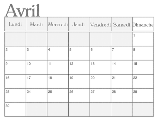 loly33 calendrier avril - Free PNG