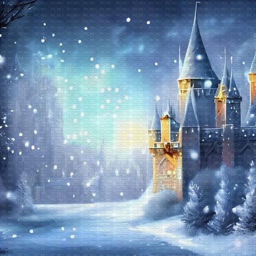 kikkapink winter fantasy background castle - ingyenes png