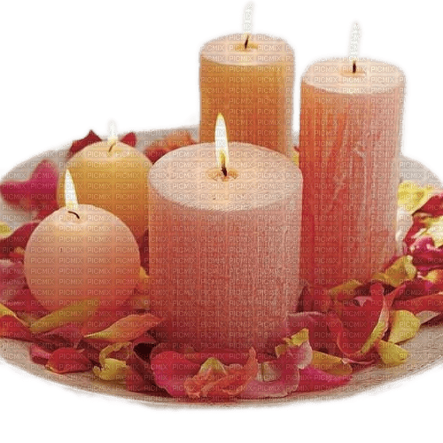 Fünf Kerzen, Blüten, Rosa - gratis png