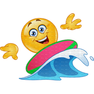 Smiley Face on Surfboard - gratis png