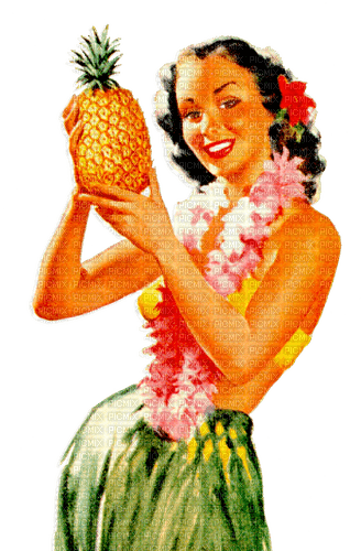Hawaiian woman pineapple - PNG gratuit