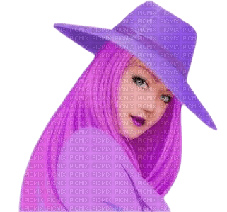 woman hat purple - png ฟรี
