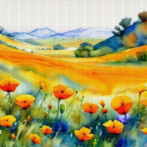 watercolor painting landscape background - PNG gratuit