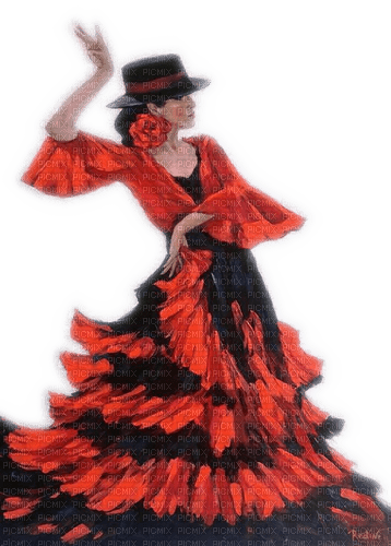 Rena Tanzen Dance Flamenco red black Woman Frau - kostenlos png