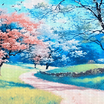 soave background animated spring blue pink - GIF เคลื่อนไหวฟรี
