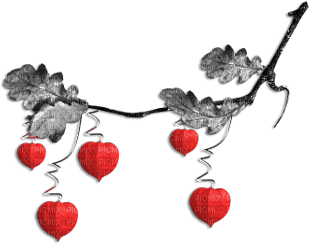 soave deco autumn leaves branch black white red - PNG gratuit