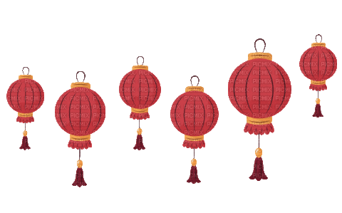 red Chinese Asian lanterns - Bezmaksas animēts GIF