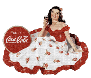 coca cola drink vintage retro femme woman frau summer ete     gif anime animated animation tube - Bezmaksas animēts GIF