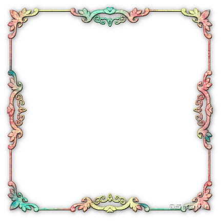 soave frame vintage art deco  pink green yellow - PNG gratuit