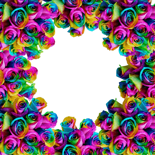 Rainbow Roses Frame (2) - 免费PNG