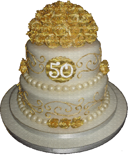 Wedding 50th Anniversary cake gif - Безплатен анимиран GIF