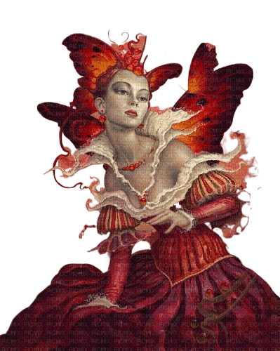 kikkapink surreal woman fantasy fairy red - zdarma png