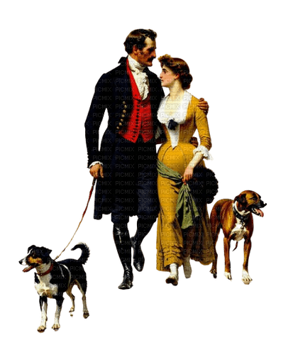 loly33 couple chien vintage - zadarmo png