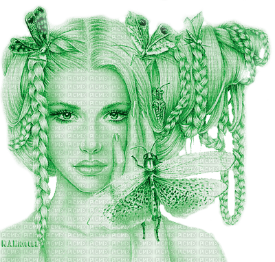 Y.A.M._Art Woman green - kostenlos png