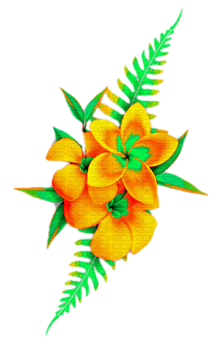 Flowers.Orange.Green - zadarmo png