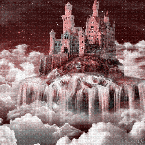 Y.A.M._Fantasy Sky clouds Castle Landscape - Besplatni animirani GIF