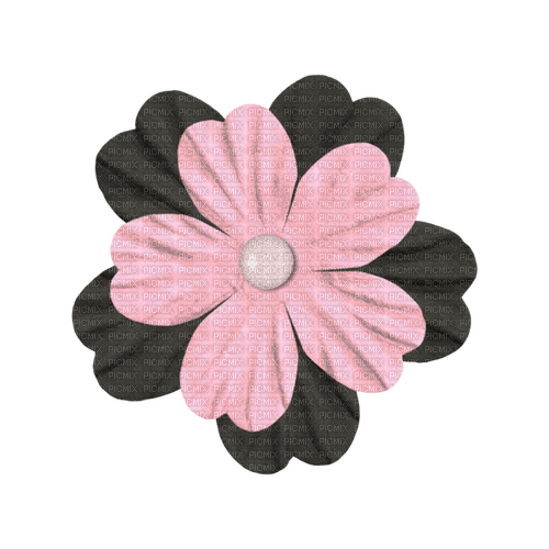 kikkapink deco scrap pink black flower - bezmaksas png