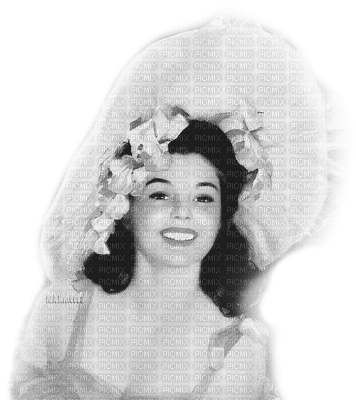 Y.A.M._Vintage Lady hat black-white - 無料png