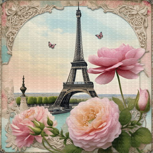 springtimes vintage paris postcard - ingyenes png