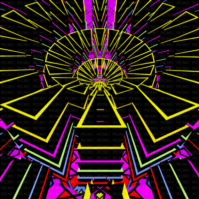 multicolore art image rose bleu jaune noir black effet kaléidoscope kaleidoscope multicolored color encre edited by me - GIF animado gratis