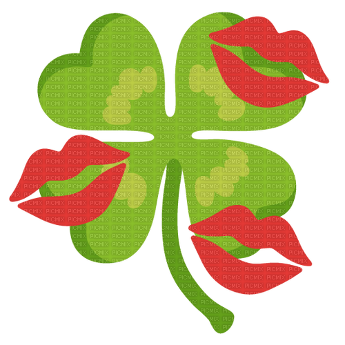 Emoji Kitchen kissed kiss 4 leaf clover st Patrick - Free PNG