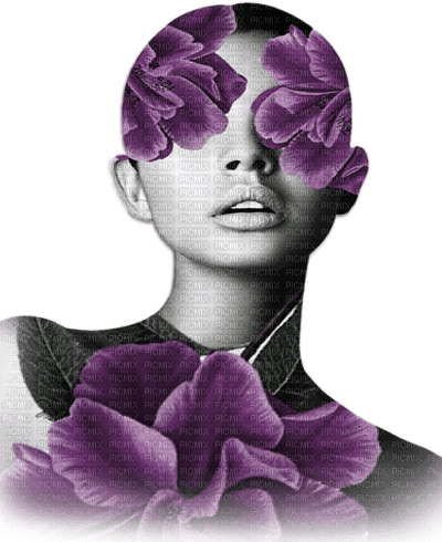 soave woman face flowers surreal fashion black - безплатен png