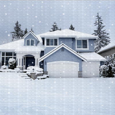 Snowy House - Ilmainen animoitu GIF
