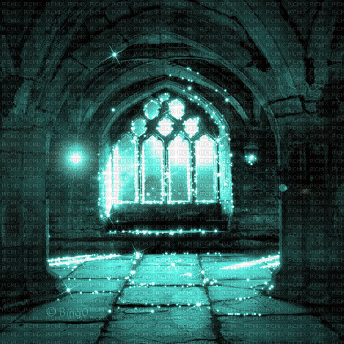 Y.A.M._Gothic Fantasy background Interior blue - GIF เคลื่อนไหวฟรี