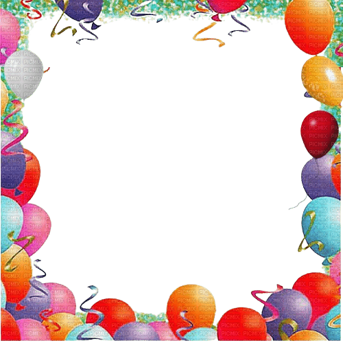 Birthday.Frame.Balloons.Victoriabea - PNG gratuit