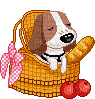 Dog in a Picnic Basket - Бесплатный анимированный гифка