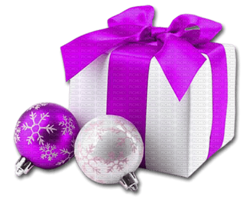 Christmas.Present.White.Purple - PNG gratuit