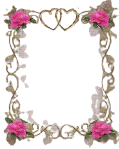 frame with pink roses - png grátis