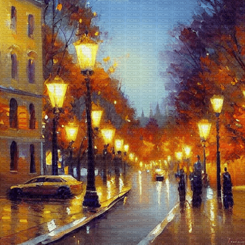 kikkapink autumn painting street background - gratis png