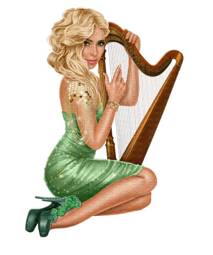 loly33 femme musique harpe - gratis png