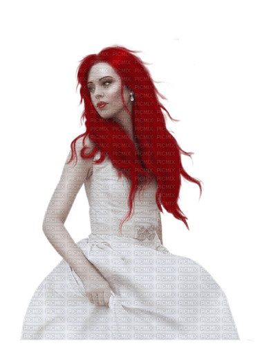 Femme rousse en blanc - безплатен png