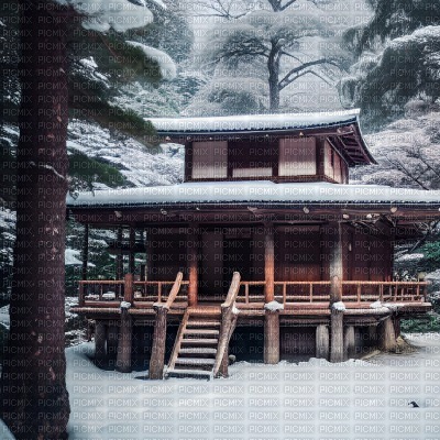 Japanese Snowy Hut - 免费PNG