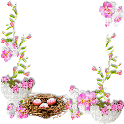 soave deco easter frame flowers eggs pink - png gratis