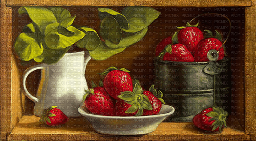 vintage strawberries box  Bb2 - darmowe png