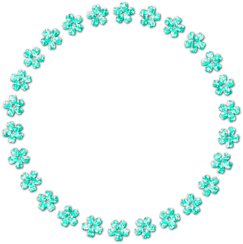 Circle.Flowers.Frame.Teal - Free PNG