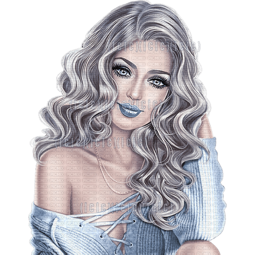 sm3 female winter girl grey blue image - Free PNG
