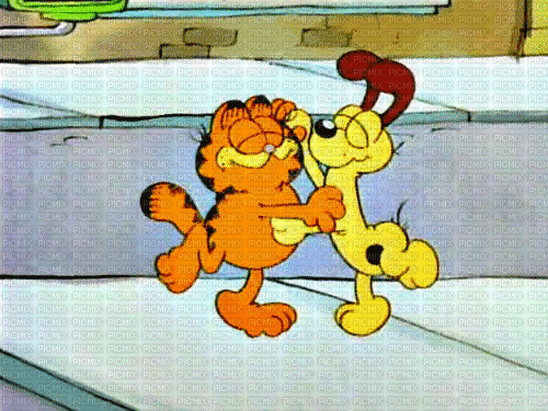 Garfield and Odie - Free animated GIF
