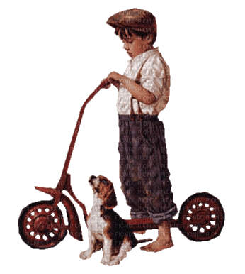Kaz_Creations Baby Enfant Child Boy Dog Pup Scooter - kostenlos png
