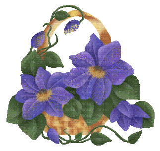 Purple Flowers in Basket - Gratis animeret GIF