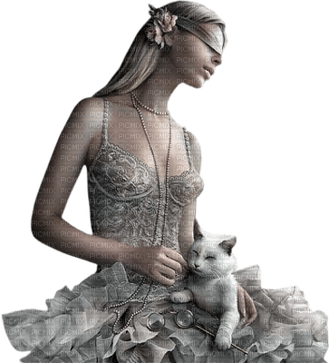 Kaz_Creations Woman Femme Flowers Cat Kitten - zadarmo png